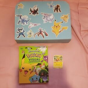 Pokemon Lot Carrying Case With Stickers Visual Companion Book + Pikachu Card